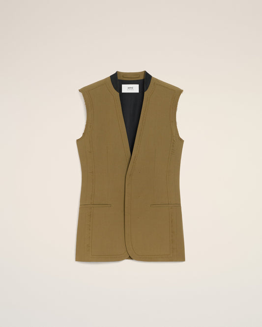 Green Wool Sleeveless Jacket