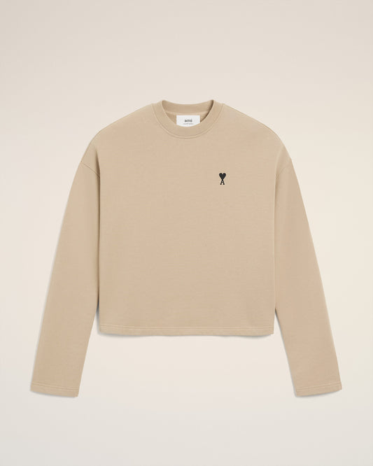 Beige Cotton Contrasted Ami De Coeur Sweatshirt