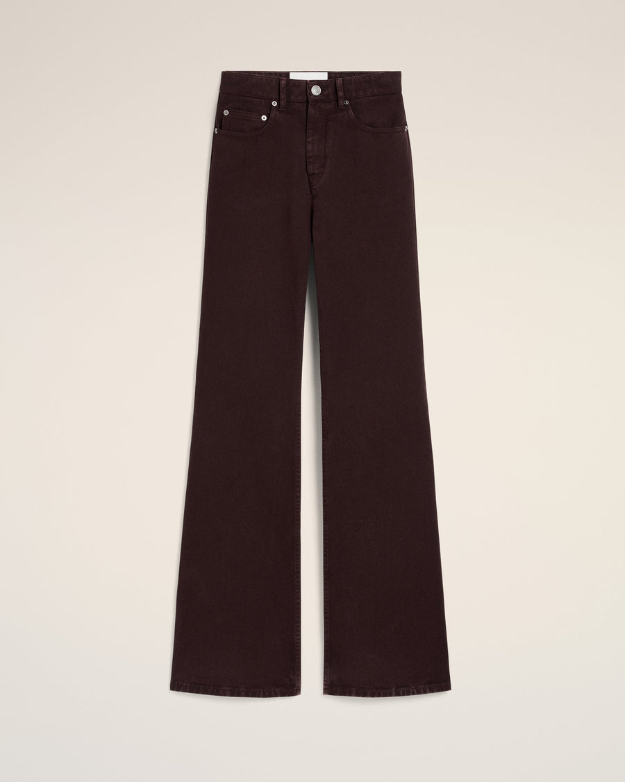 Burgundy Cotton Flare Fit Jeans