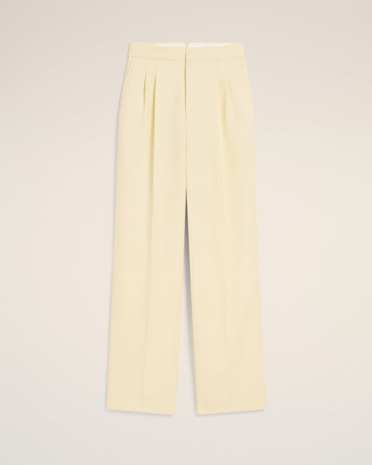 Yellow Wool High Waist Large Trousers