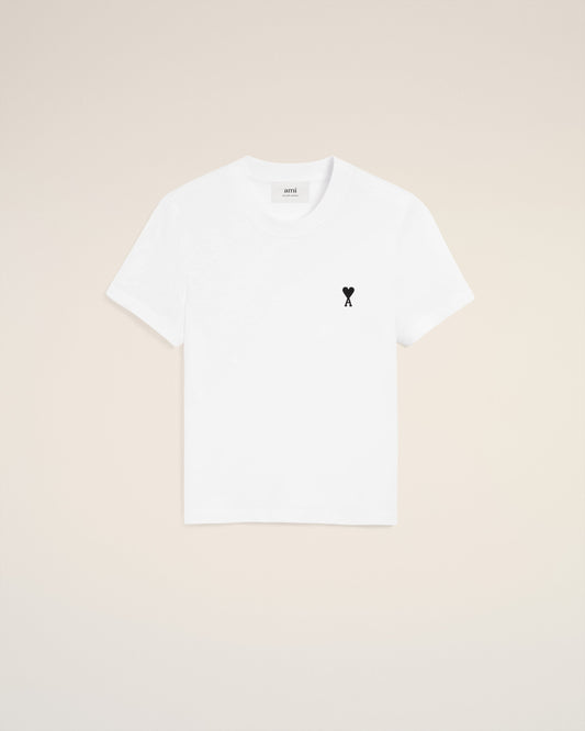 White Cotton Cropped Ami De Coeur T-shirt