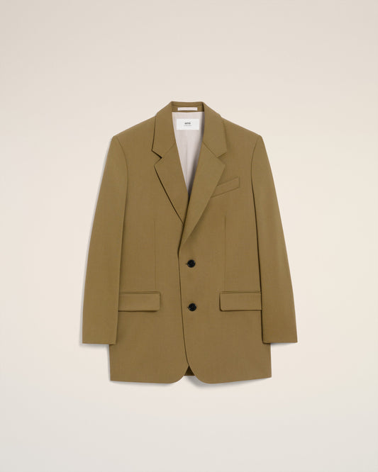 Green Wool Loose Double Breasted Jacket