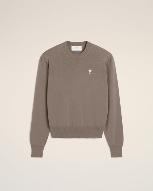 Beige Wool Ami de Coeur Crew Neck Sweater