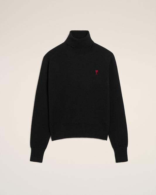 Black Wool Ami De Coeur Turtle Neck Sweater