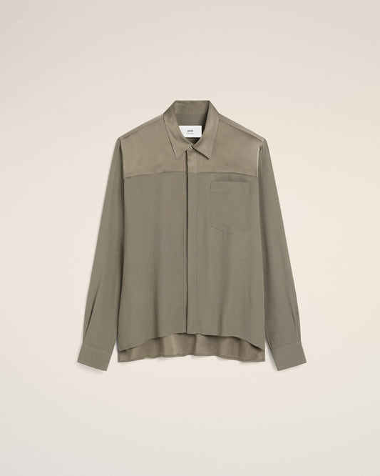 Beige Contrasted Top Long Sleeve Shirt