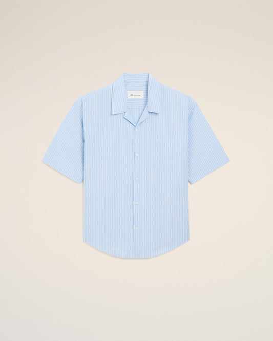 Blue Cotton Short Sleeve Ami De Coeur Boxy Shirt