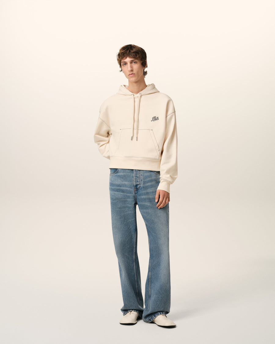 Beige Cotton Hoodie Ami Signature