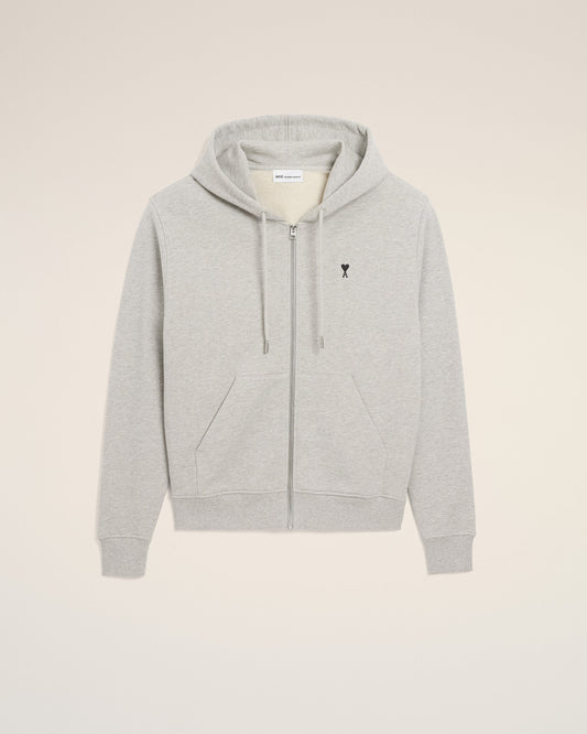 Grey Cotton Contrasted Ami De Coeur Hoodie