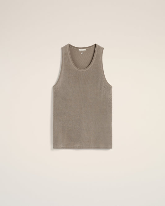 Beige Light Shiny Rib Jersey Tanktop