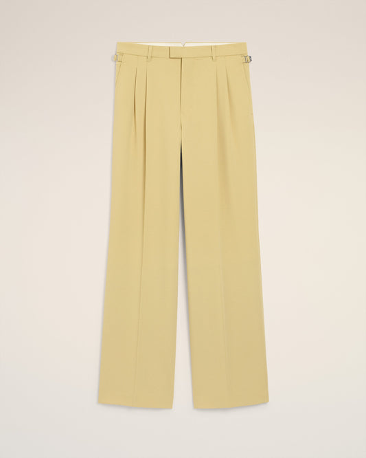 Green Wool Low Waist Wide Trousers