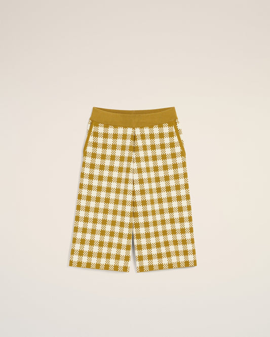 White And Mustard Yellow Vichy Shorts