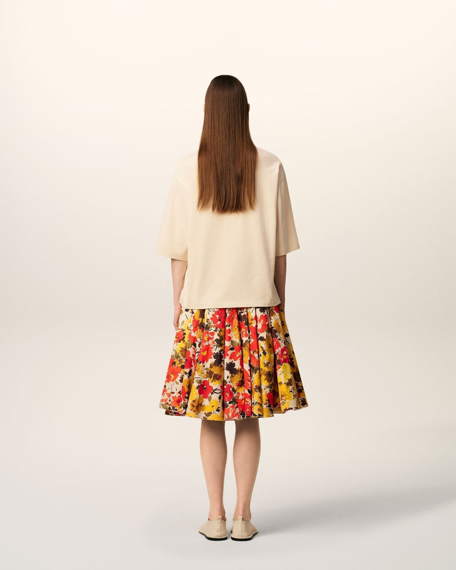 Beige Cotton Floral Ami Patch T-Shirt