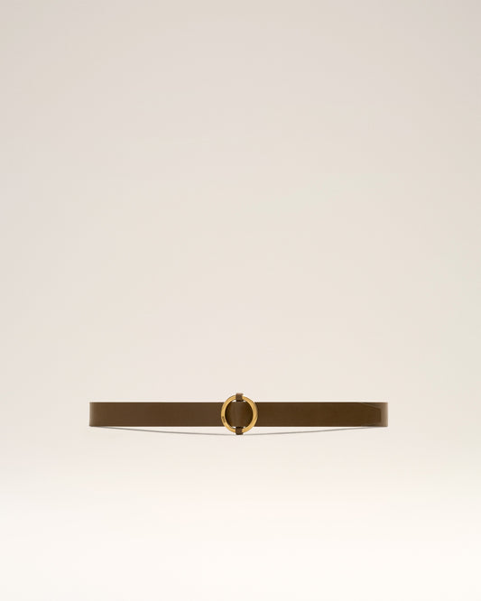 Brown Leather Ami Round Buckle Belt