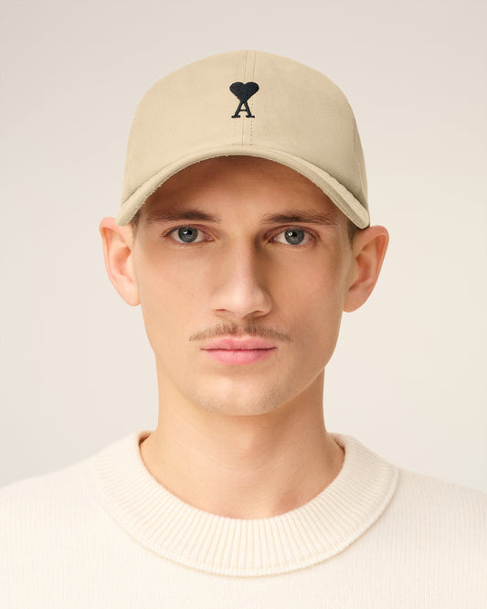 Beige Cotton Ami De Coeur Embroidery Cap