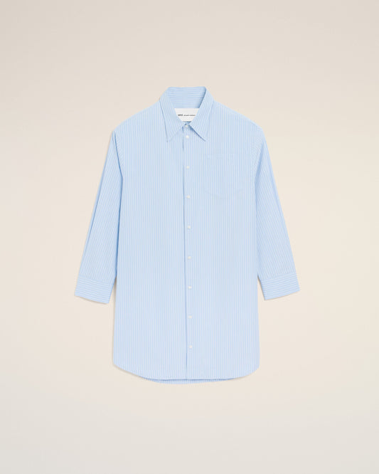 Blue Cotton Ami De Coeur Wide Shirt Dress