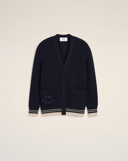 Navy Wool Ribbed Sweater