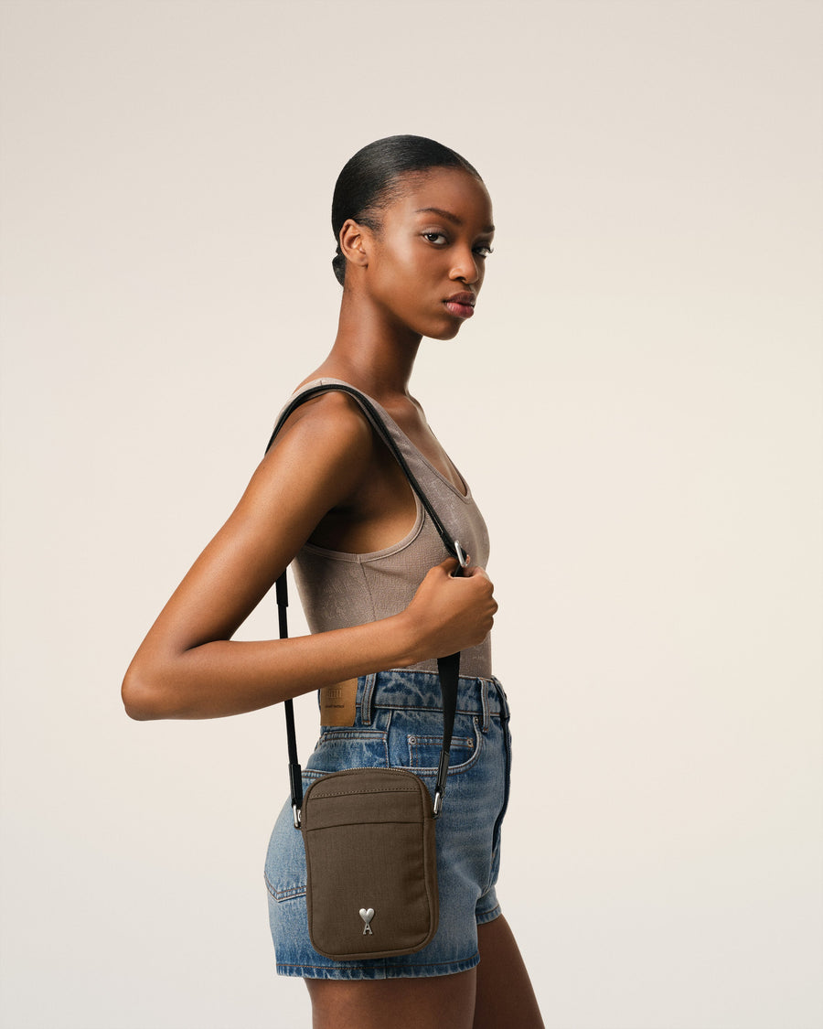 Green Canvas Small Ami de Coeur Crossbody Bag