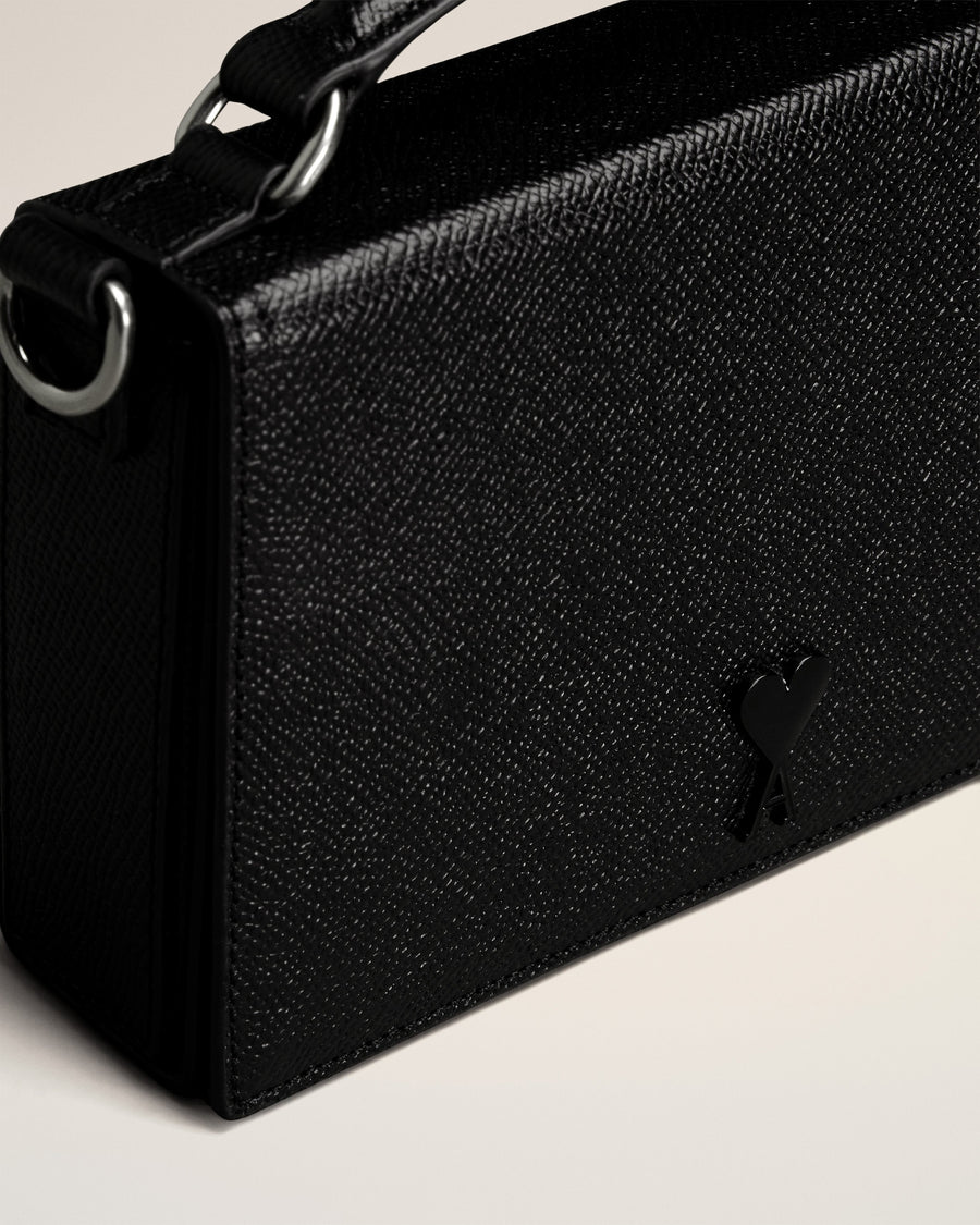 Black Leather Ami de Coeur Lunch Box Bag