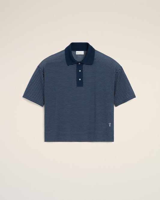 Blue Cotton Striped Ami De Coeur Polo