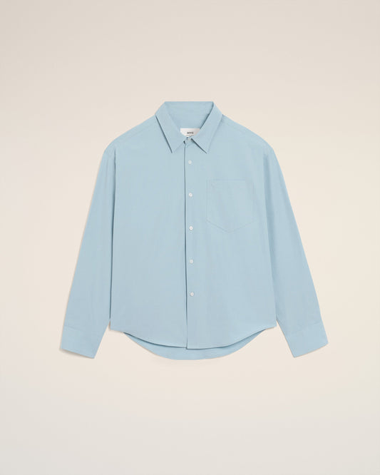 Blue Cotton Embossed Ami De Coeur Boxy Shirt