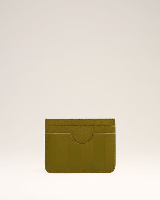 Khaki Leather Midi Card Holder