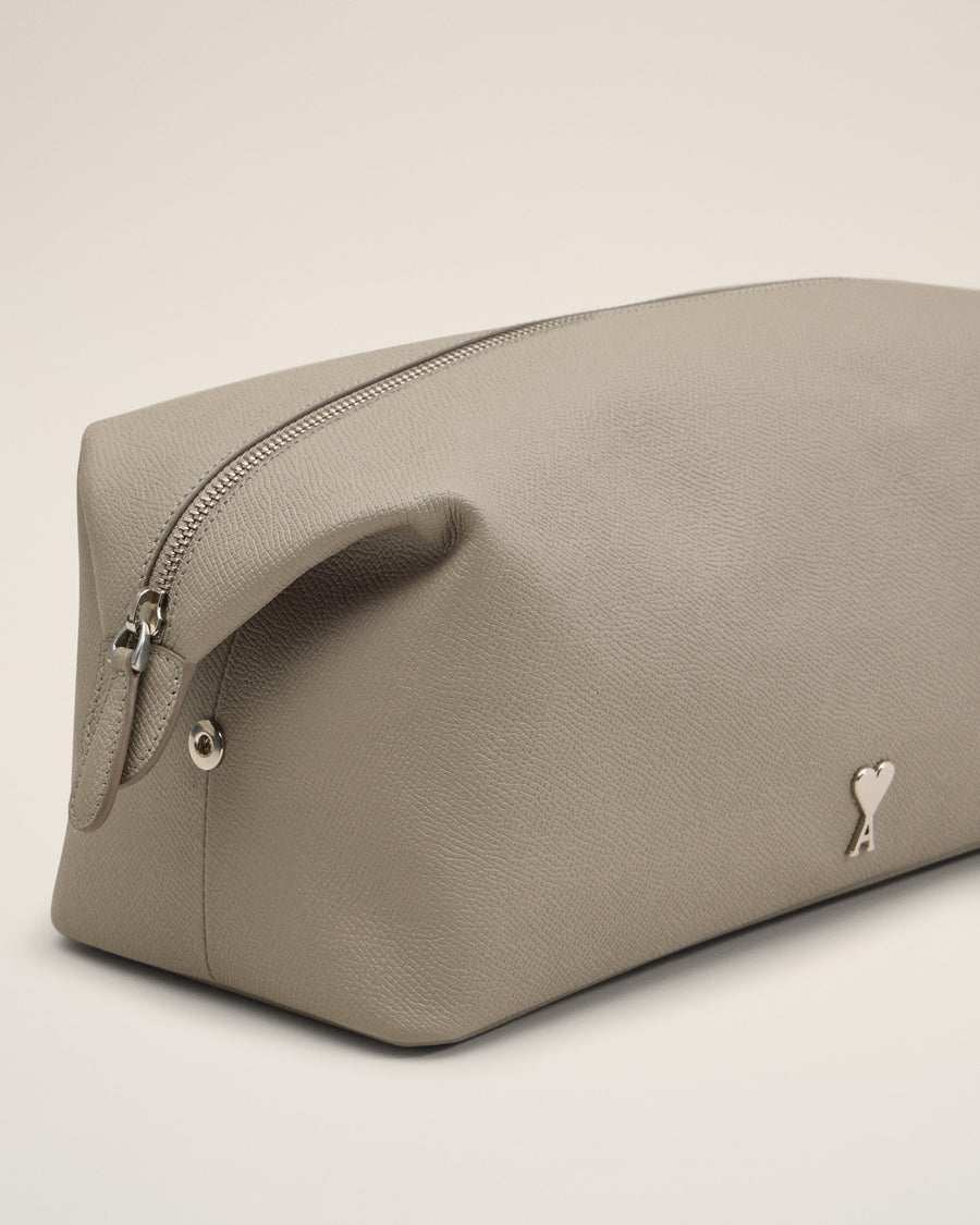 Grey Leather Paris Paris Toiletry Pouch