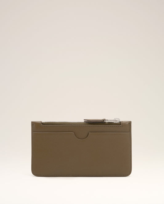 Green Smooth Leather Ami De Coeur Zipped Card Holder