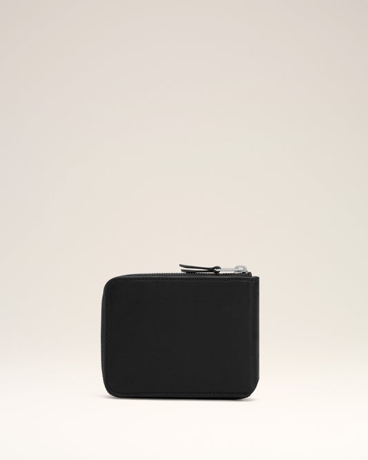 Black Smooth Leather Ami De Coeur Compact Wallet