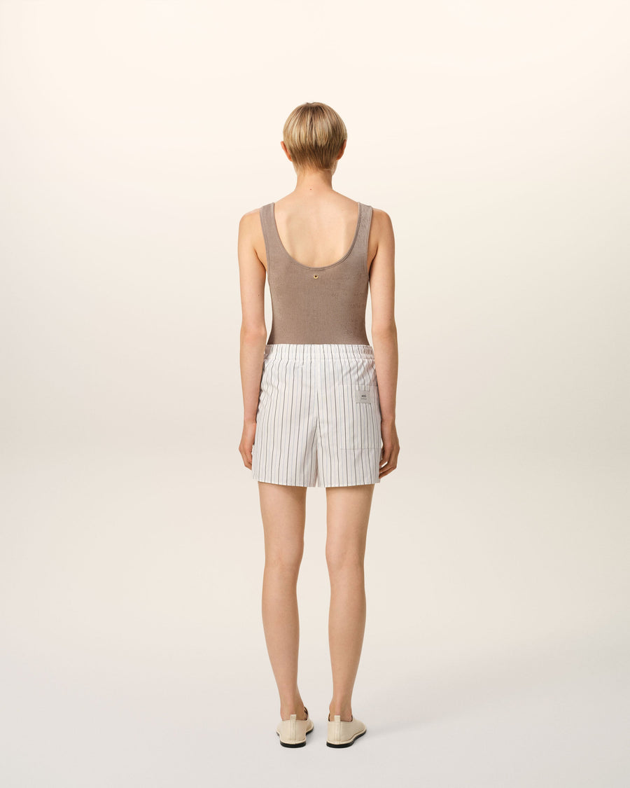 White And Blue Cotton Elasticated Short