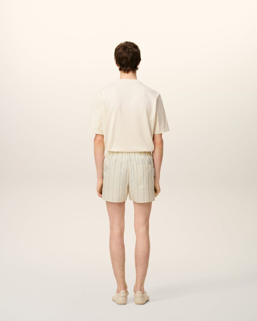 Beige Cotton Striped Short