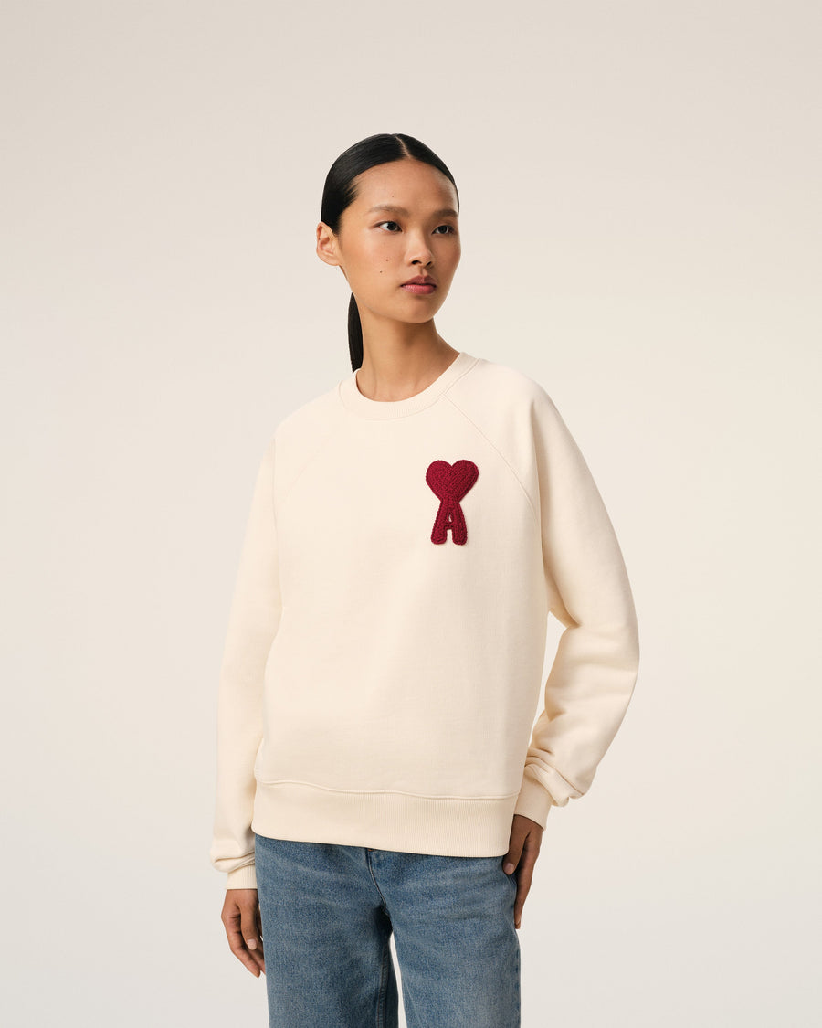 Beige Cotton Ami de Coeur Patch Sweatshirt