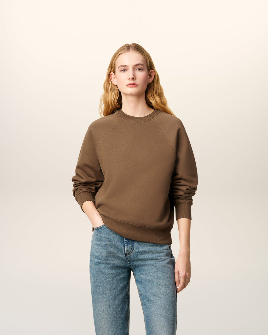 Brown Cotton Ami De Coeur Sweatshirt