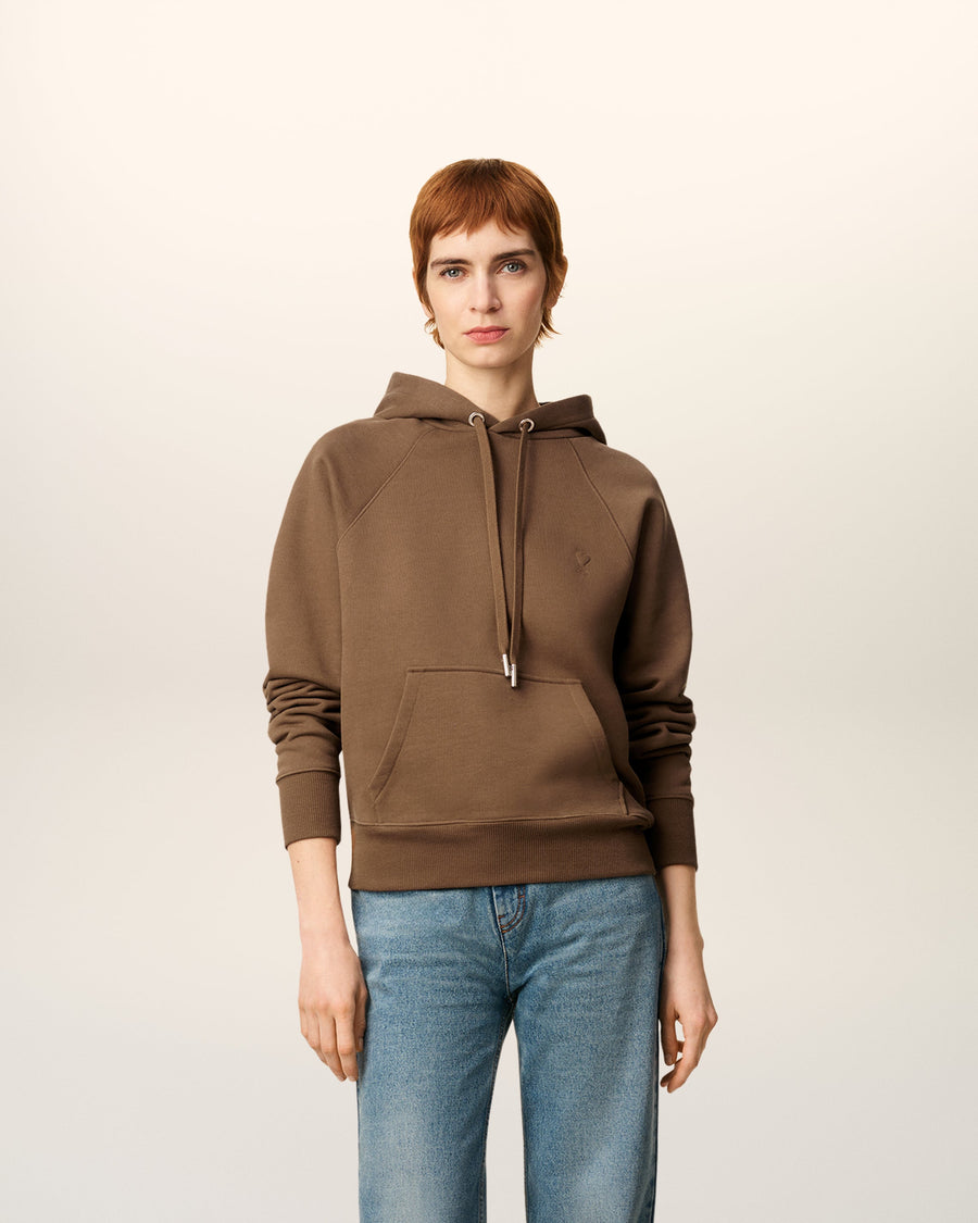Brown Cotton Ami De Coeur Hoodie