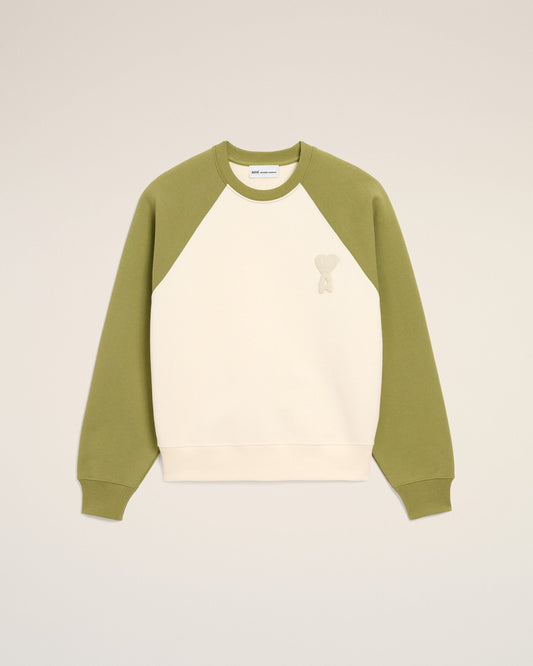White And Green Cotton Knitted Ami De Coeur Sweatshirt