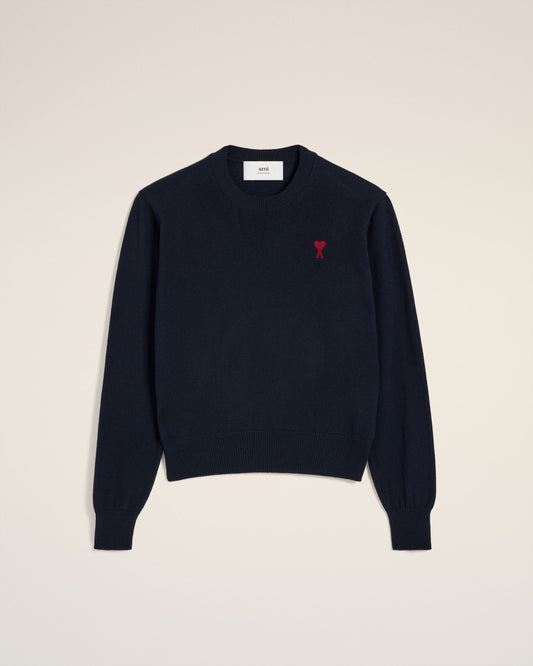 Navy Wool Ami de Coeur Crew Neck Sweater