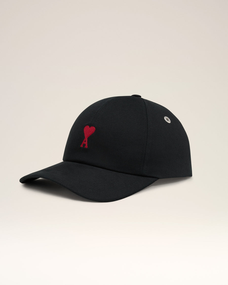 Black Cotton Gabardine Ami De Coeur Embroidery Cap