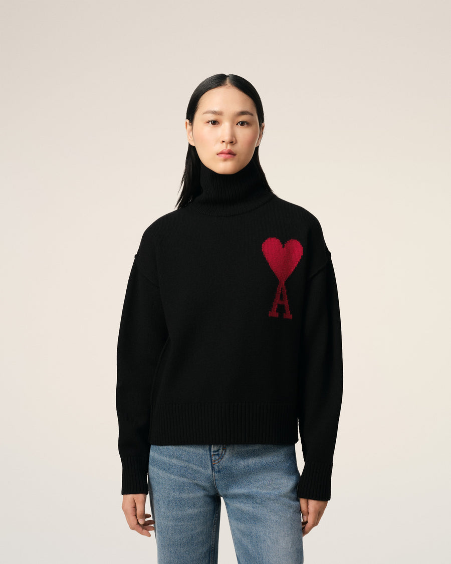 Black Wool Ami de Coeur Sweater