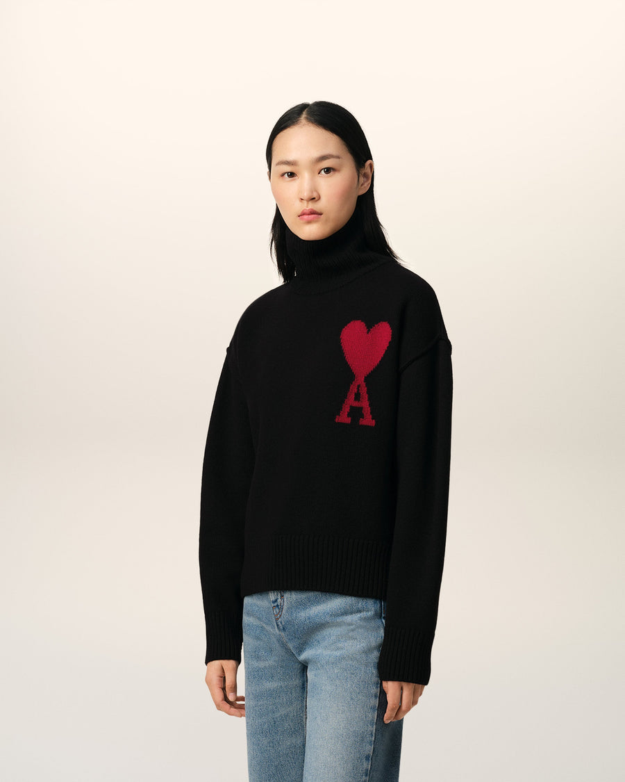 Black Wool Ami de Coeur Sweater