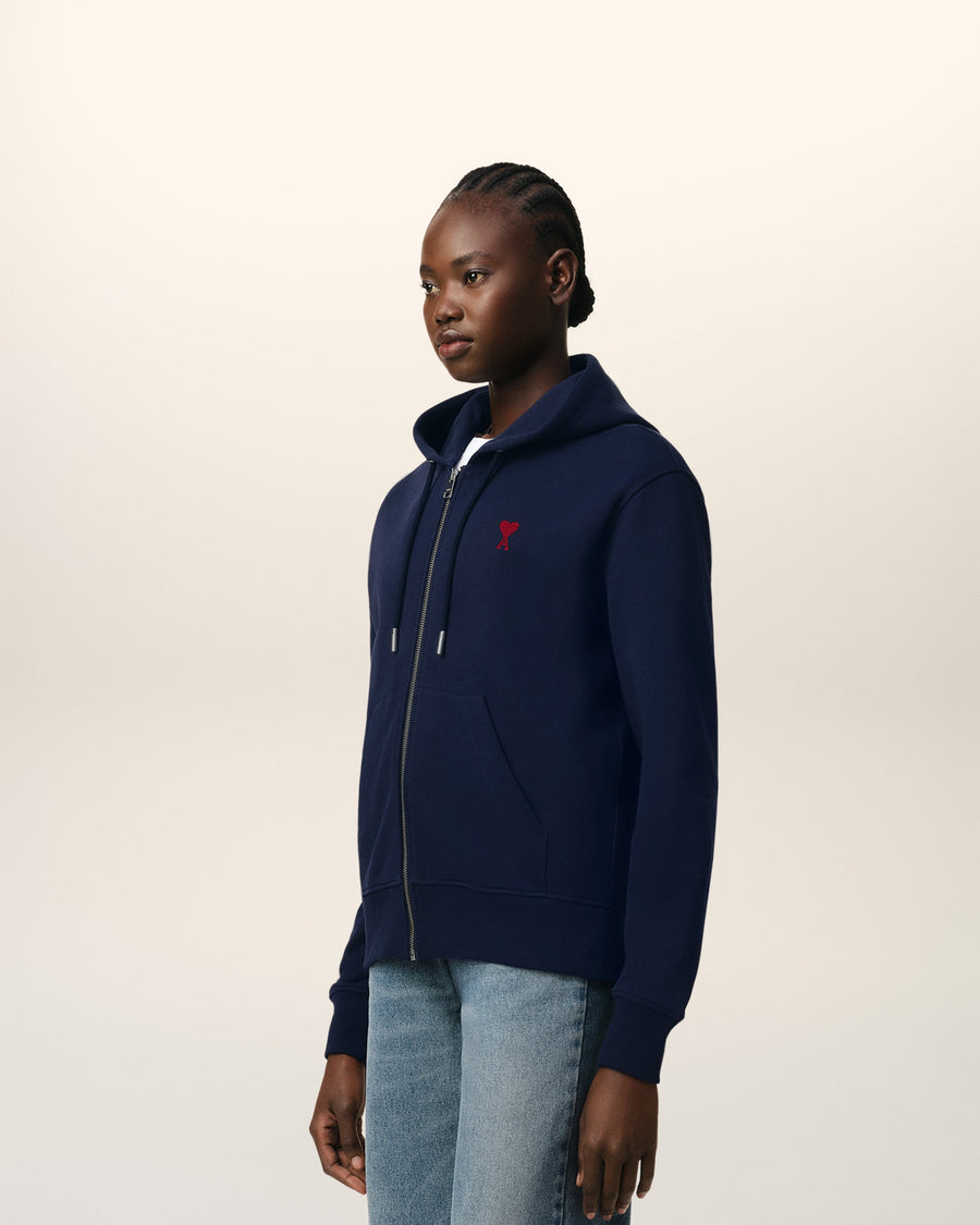 Blue Organic Cotton  Ami De Coeur Zipped Hoodie