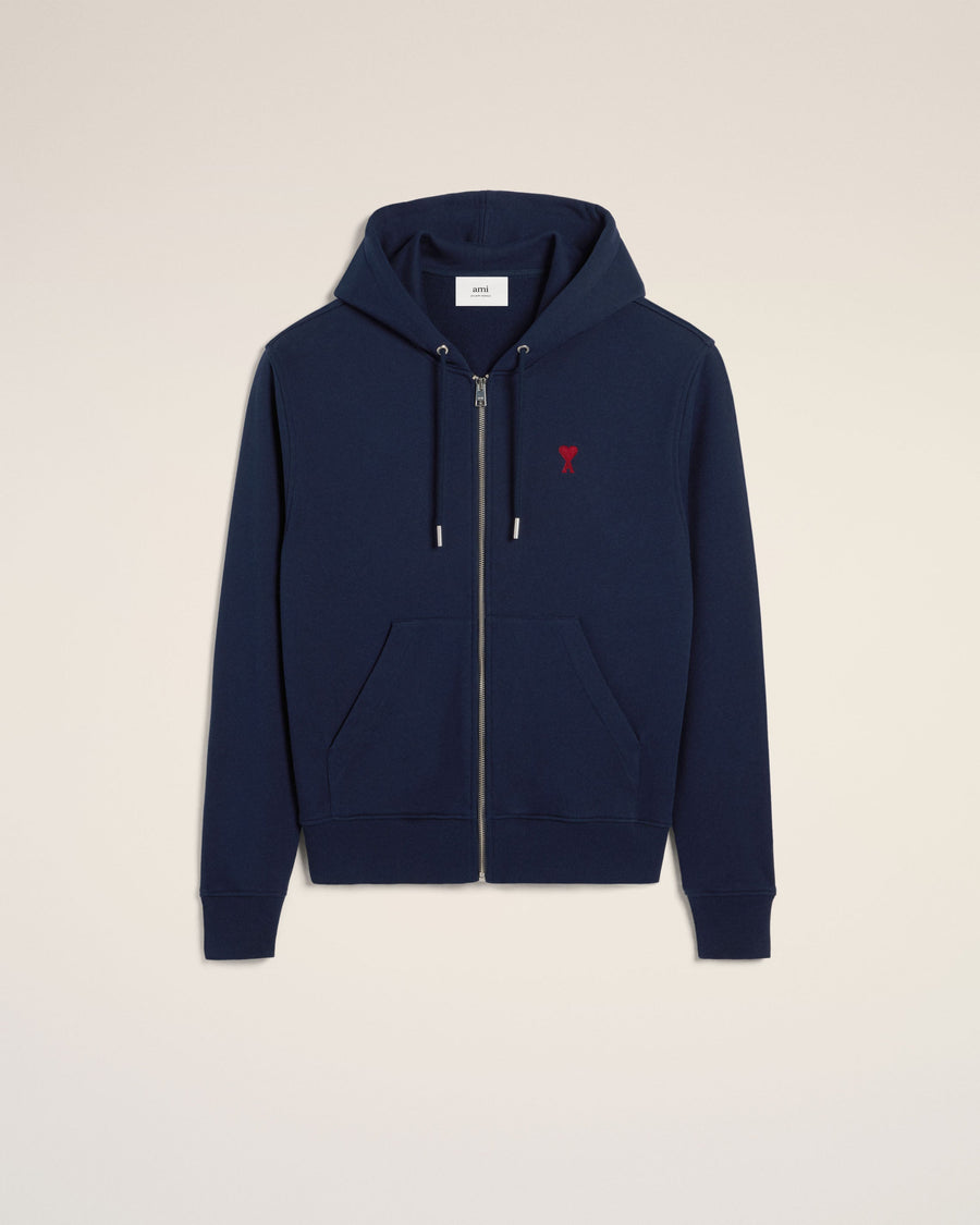 Blue Organic Cotton  Ami De Coeur Zipped Hoodie