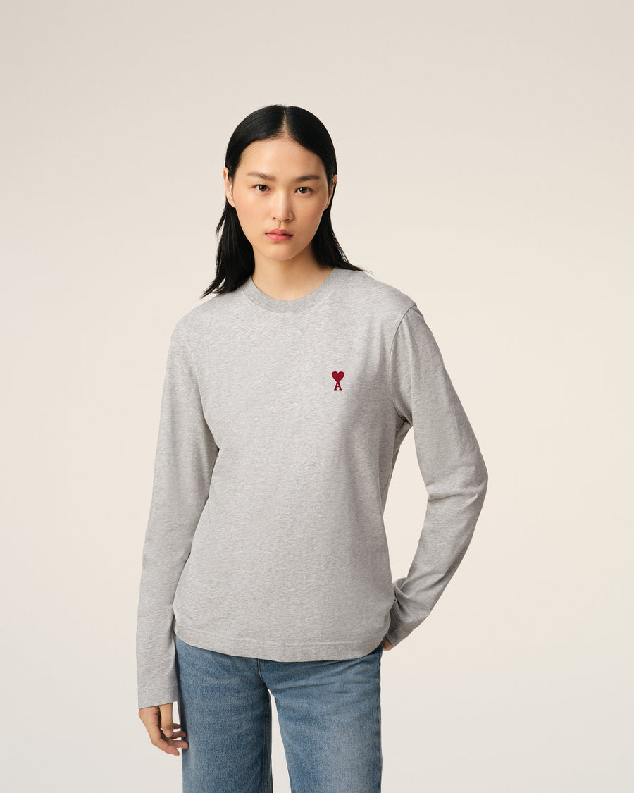 Grey Cotton Ami de Coeur Long Sleeves T-Shirt