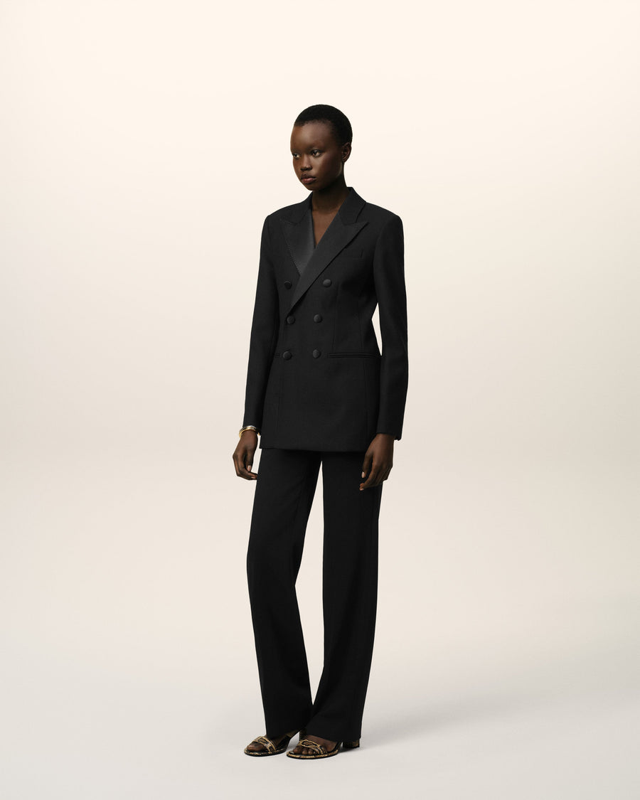 Black Wool Double Breasted Jacket