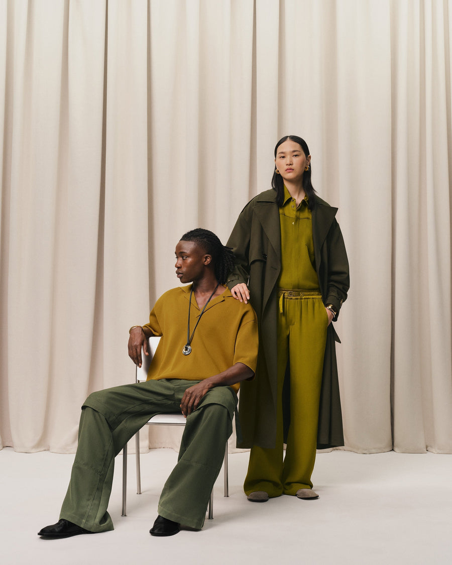 Green Wool Trench Coat