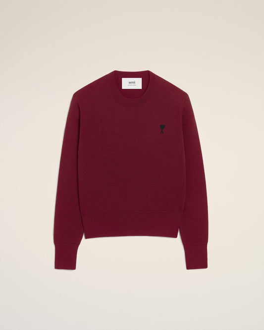 Burgundy Wool Ami De Coeur Crewneck Sweater