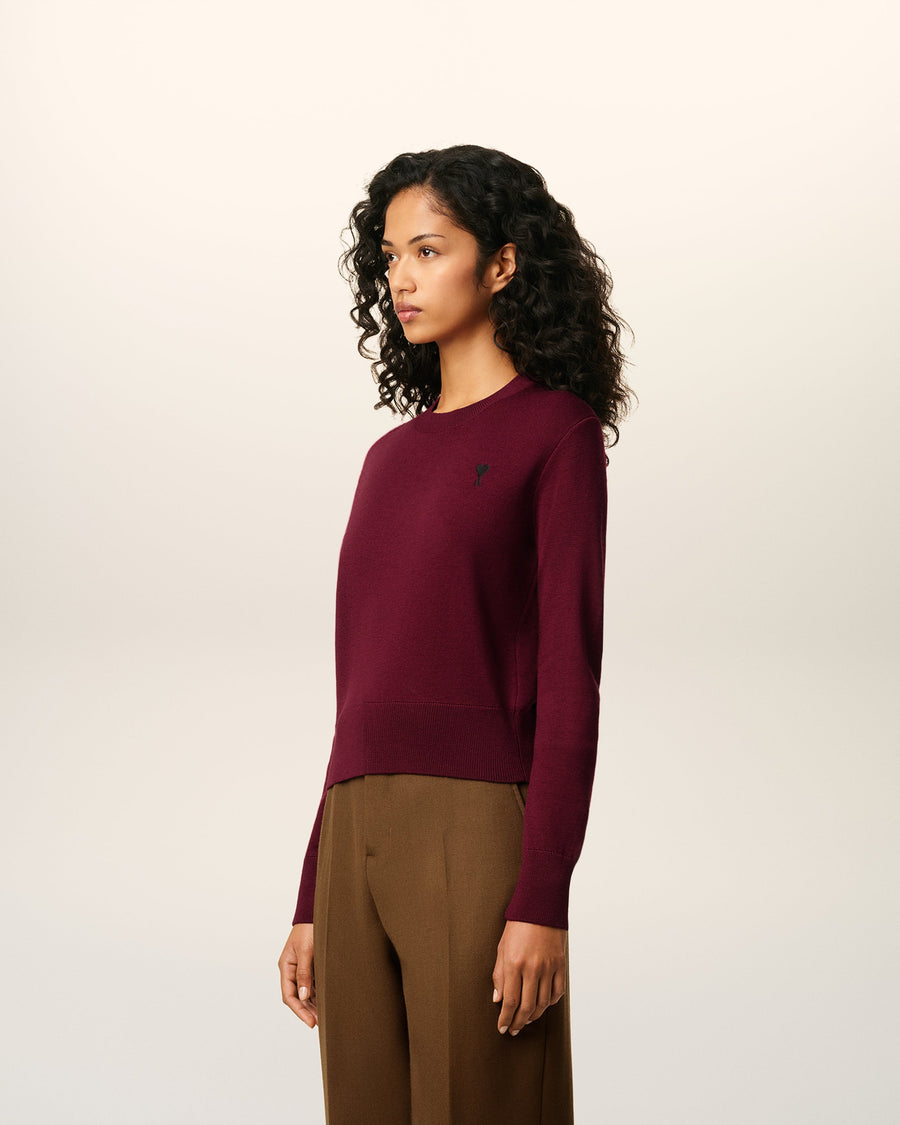 Burgundy Wool Ami De Coeur Crewneck Sweater