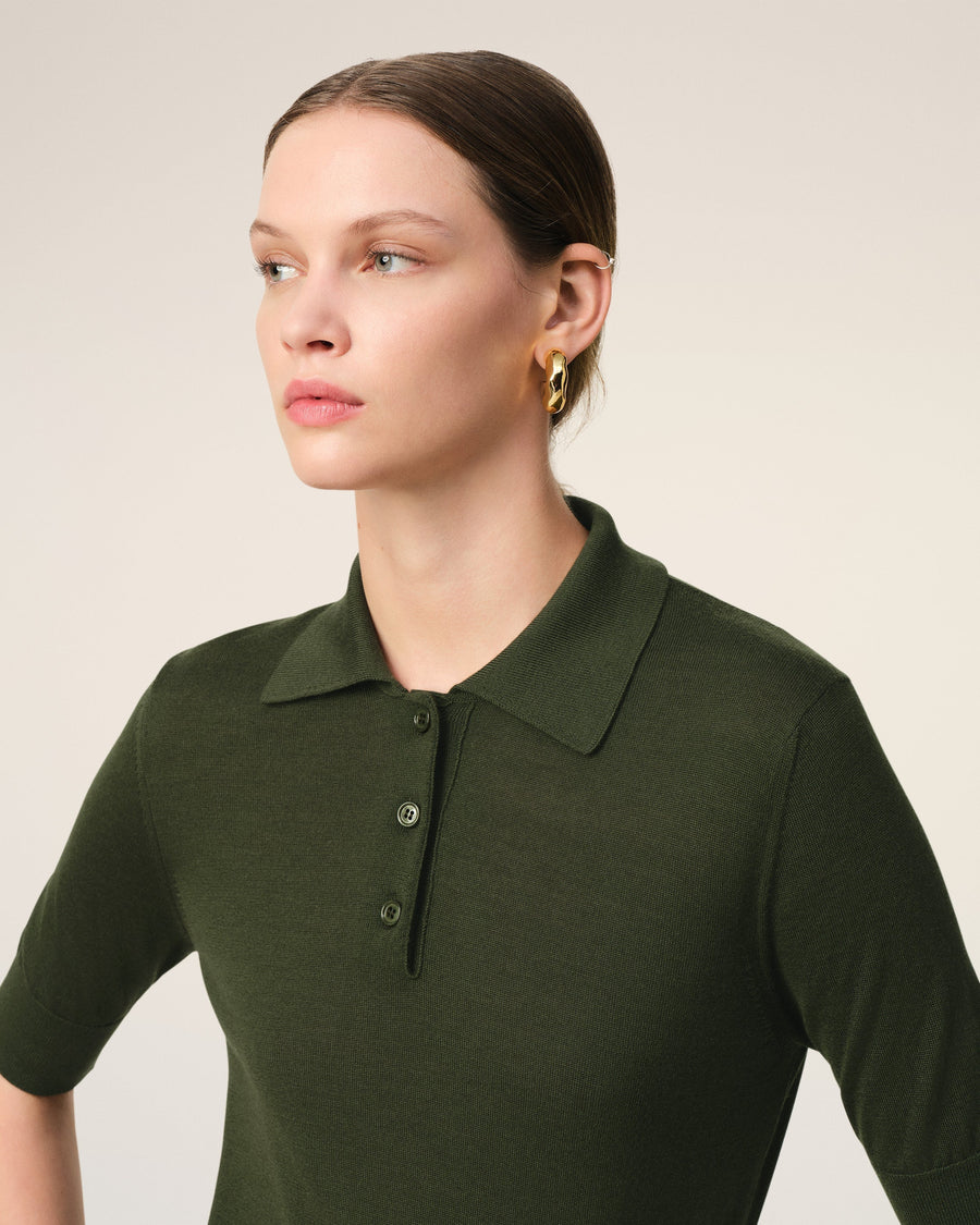 Green Wool Tonal Ami de Coeur Polo