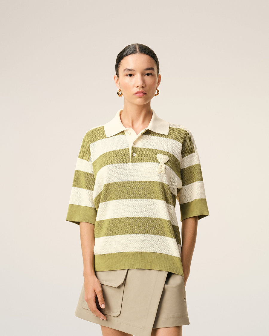 White Cotton Short Sleeves Ami De Coeur Polo