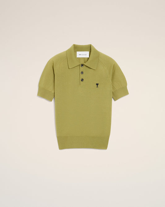 Green Wool Short Sleeves Ami De Coeur Polo
