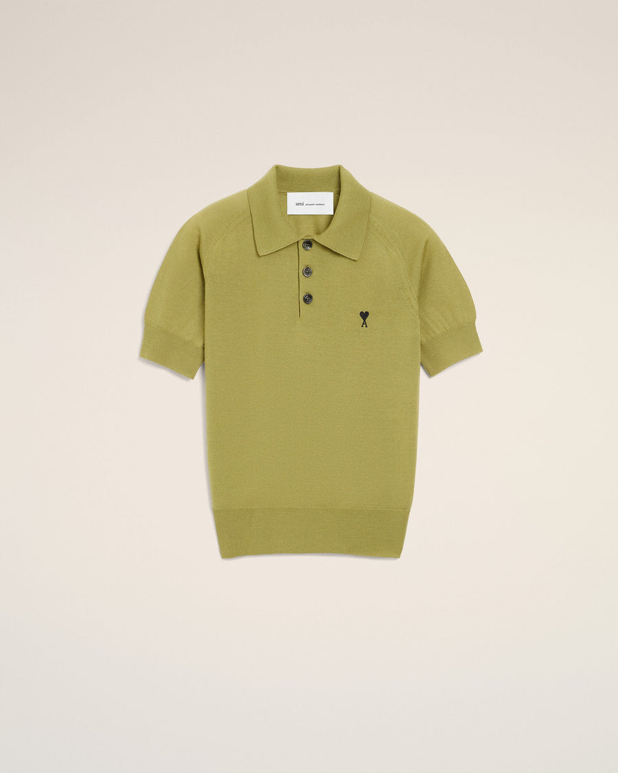 Green Wool Short Sleeves Ami De Coeur Polo