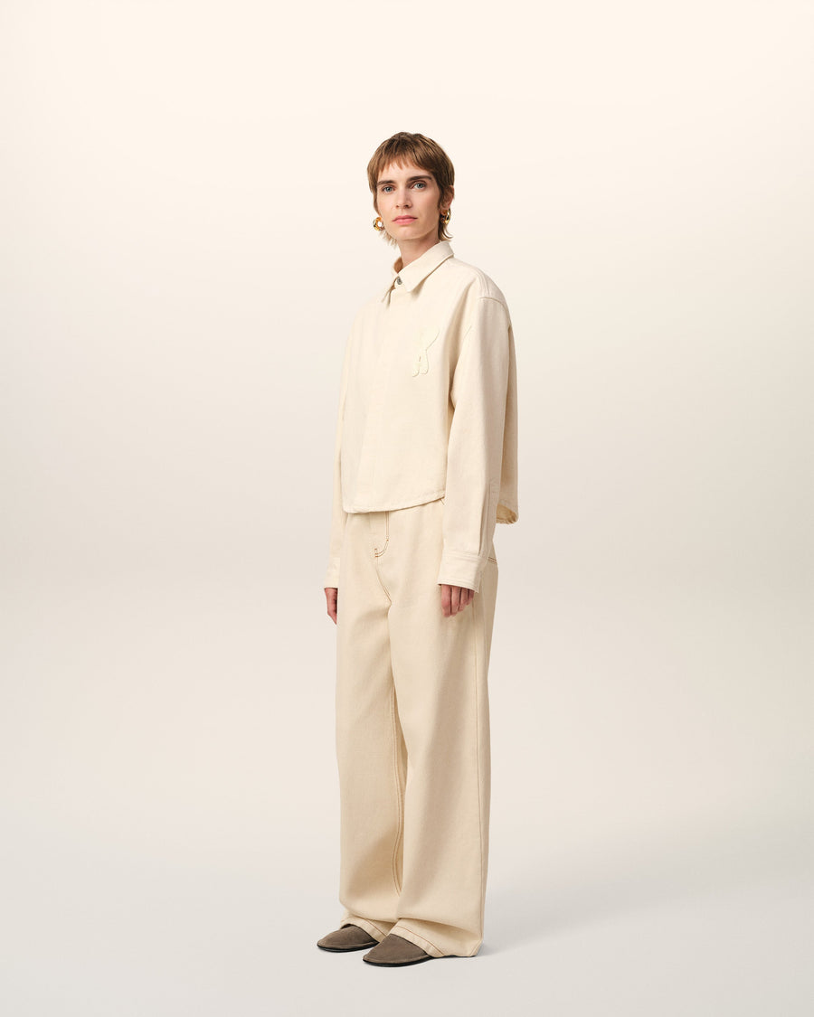 Beige Cotton Ami de Coeur Cropped Shirt